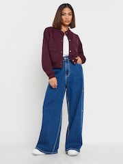 PixieGirl Petite Red Sweat Bomber Jacket - Image 3 of 5