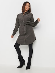 PixieGirl Petite Grey Corduroy Shirt Dress - Image 1 of 5