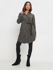 PixieGirl Petite Grey Corduroy Shirt Dress - Image 2 of 5