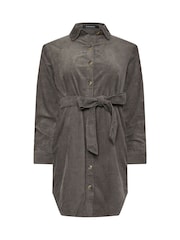 PixieGirl Petite Grey Corduroy Shirt Dress - Image 5 of 5
