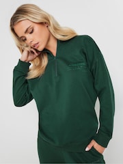 PixieGirl Petite Green Red Athleisure Zip Up Sweater - Image 1 of 5