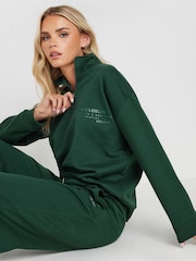 PixieGirl Petite Green Red Athleisure Zip Up Sweater - Image 3 of 5