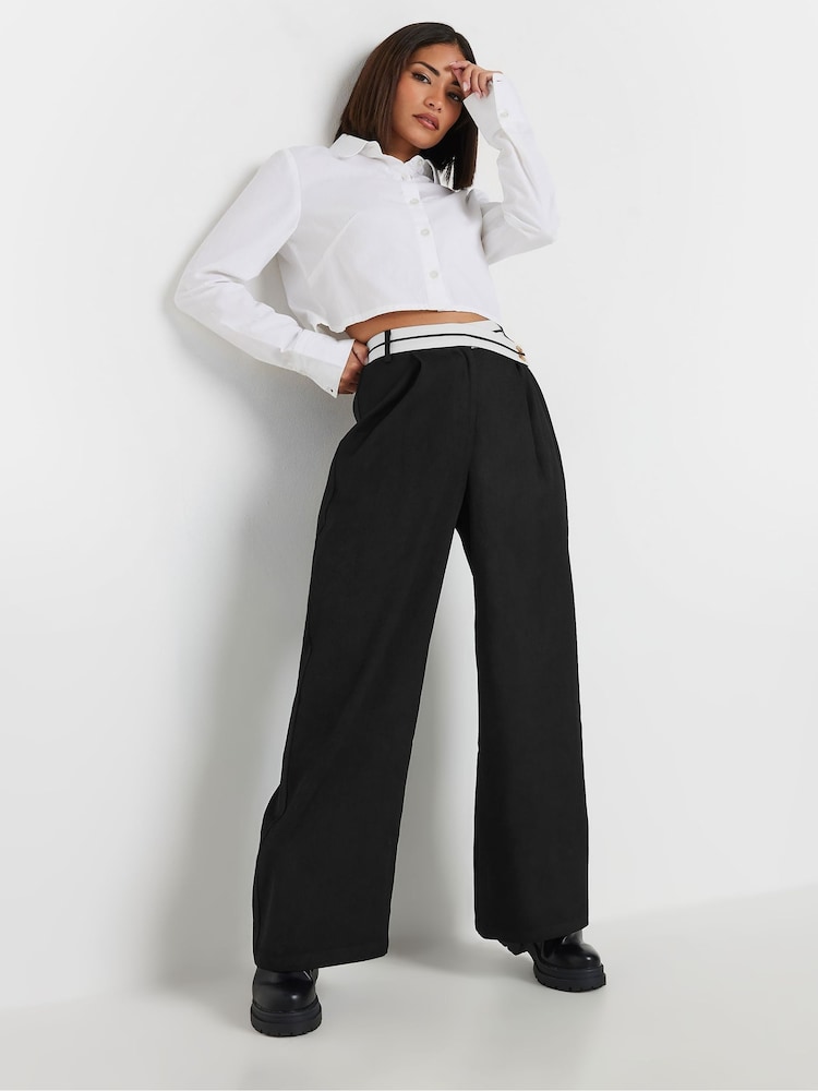 Negro - Pantalones de pernera ancha y cintura en contraste de PixieGirl Petite - Imagen 1 de 5 Negro - Pantalones de pernera ancha y cintura en contraste de PixieGirl Petite - Imagen 1 de 5
