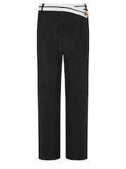 PixieGirl Petite Black Contrast Waist Wide Leg Trousers - Image 8 of 9