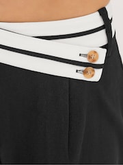 PixieGirl Petite Black Contrast Waist Wide Leg Trousers - Image 9 of 9