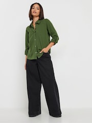 PixieGirl Petite Green 100% Cotton Turn Back Cuff Shirt - Image 2 of 5