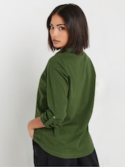PixieGirl Petite Green 100% Cotton Turn Back Cuff Shirt - Image 3 of 5