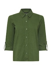 PixieGirl Petite Green 100% Cotton Turn Back Cuff Shirt - Image 5 of 5