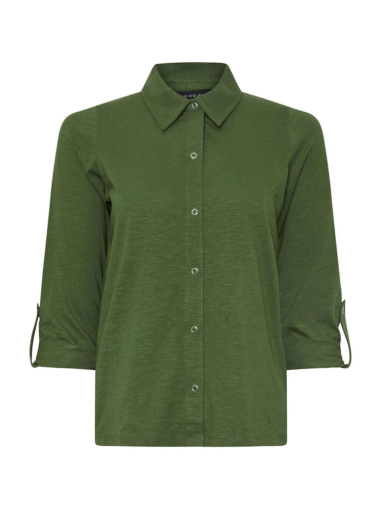 PixieGirl Petite Green 100% Cotton Turn Back Cuff Shirt - Image 5 of 5