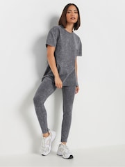 PixieGirl Petite Grey Acid Wash T-Shirt With Leggings - Image 2 of 4