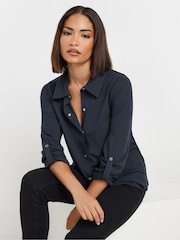 PixieGirl Petite Blue 100% Cotton Turn Back Cuff Shirt - Image 1 of 5