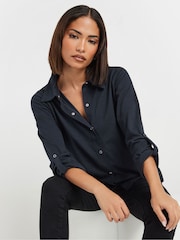 PixieGirl Petite Blue 100% Cotton Turn Back Cuff Shirt - Image 4 of 5