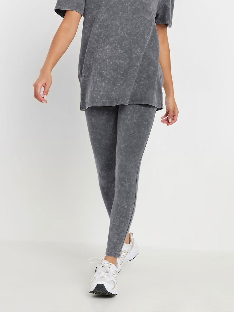 PixieGirl Petite Grey Acid Wash Leggings - Image 2 of 5