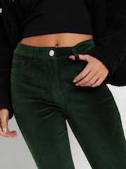 PixieGirl Petite Green Corduroy Kick Flare Trousers - Image 4 of 5
