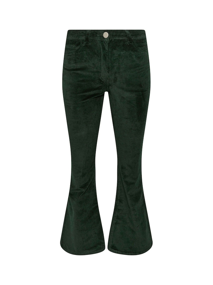 PixieGirl Petite Green Corduroy Kick Flare Trousers - Image 5 of 5