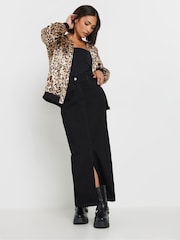 PixieGirl Petite Brown Animal Print Satin Bomber Jacket - Image 2 of 5
