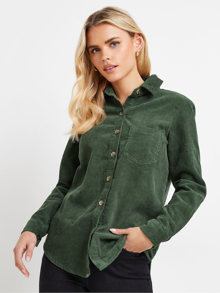 PixieGirl Petite Green 100% Cotton Corduroy Shirt - Image 1 of 5