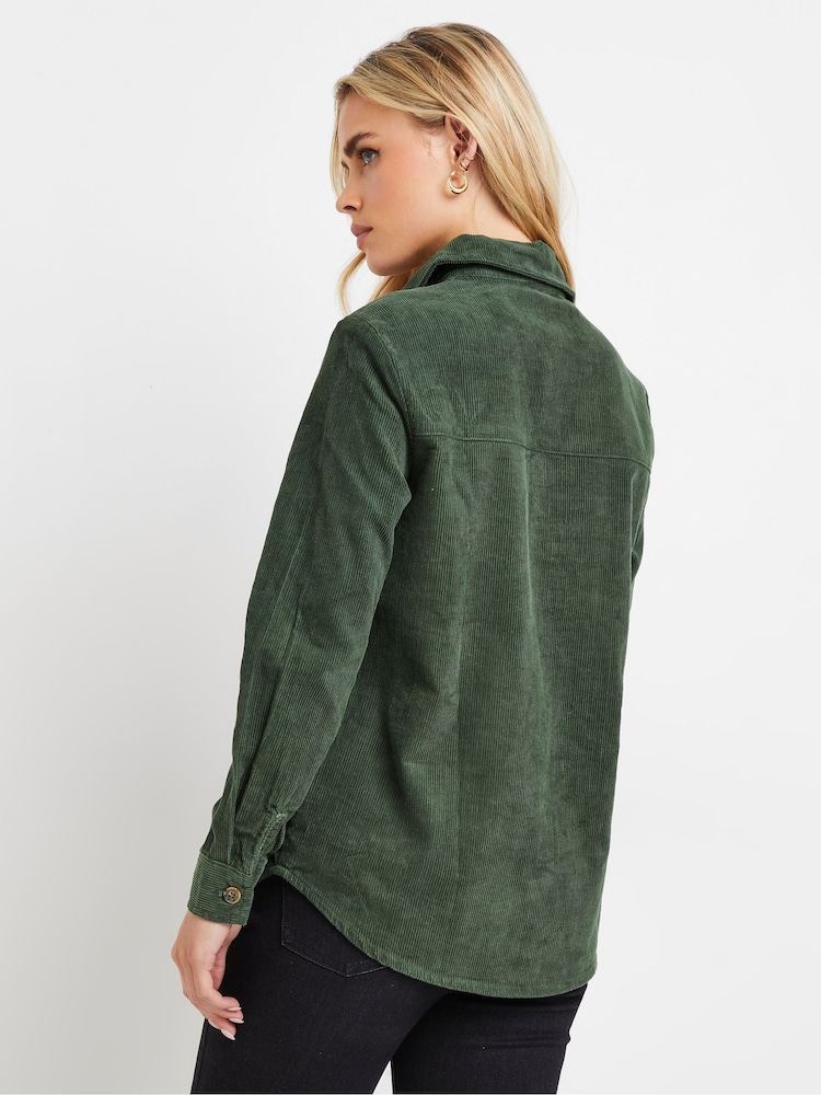 PixieGirl Petite Green 100% Cotton Corduroy Shirt - Image 3 of 5