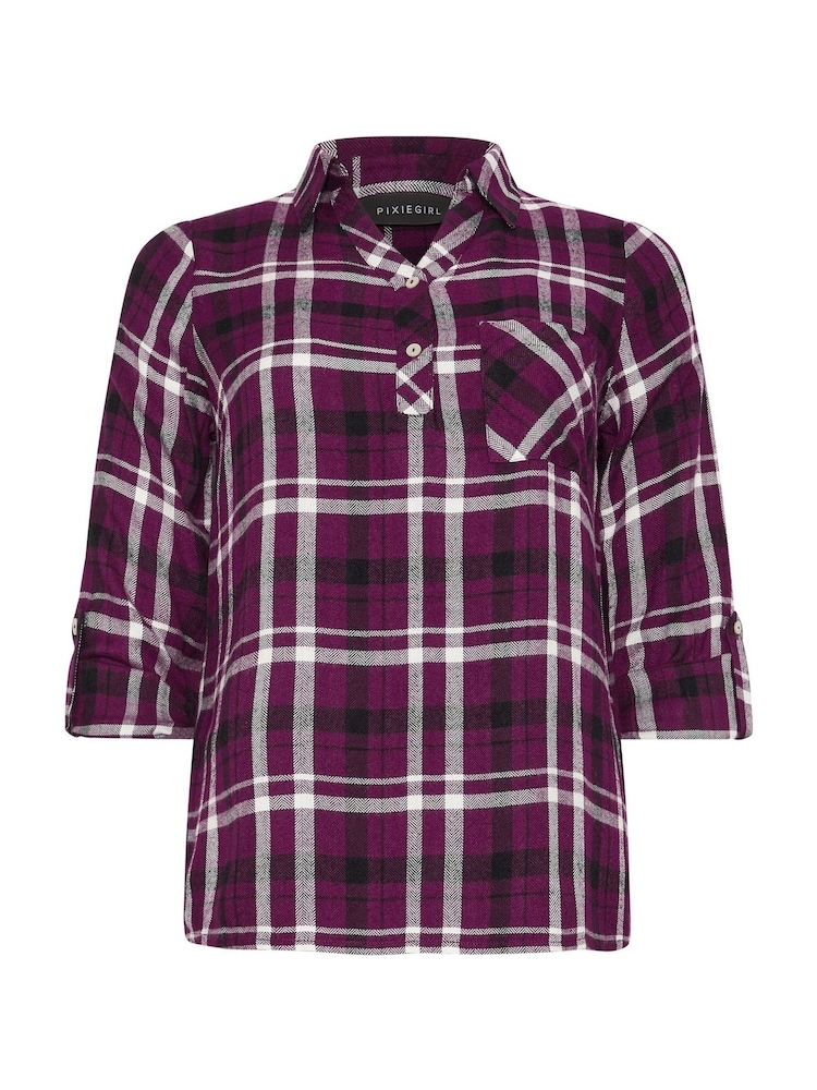 PixieGirl Petite Red Boyfriend Check Shirt - Image 5 of 5
