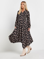 PixieGirl Petite Black Ditsy Hanky Hem Maxi Dress - Image 1 of 5