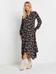PixieGirl Petite Black Ditsy Hanky Hem Maxi Dress - Image 2 of 5