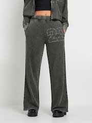 PixieGirl Petite Grey Acid Wash 100% Cotton Joggers - Image 1 of 5