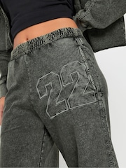 PixieGirl Petite Grey Acid Wash 100% Cotton Joggers - Image 4 of 5
