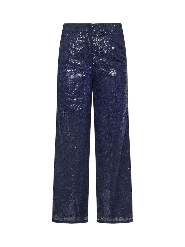 PixieGirl Petite Blue Sequin Wide Leg Trousers - Image 5 of 5