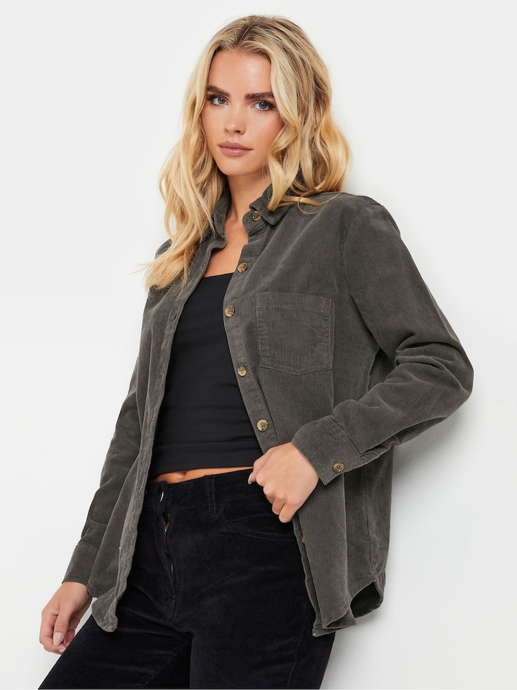 PixieGirl Petite Grey 100% Cotton Corduroy Shirt - Image 1 of 5