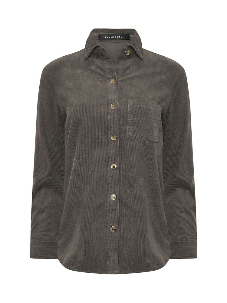 Gris - PixieGirl Petite 100% Cotton Corduroy Shirt - Imagen 5 de 5 Gris - PixieGirl Petite 100% Cotton Corduroy Shirt - Imagen 5 de 5