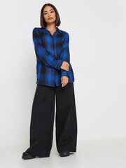 PixieGirl Petite Blue Boyfriend Check Shirt - Image 2 of 5