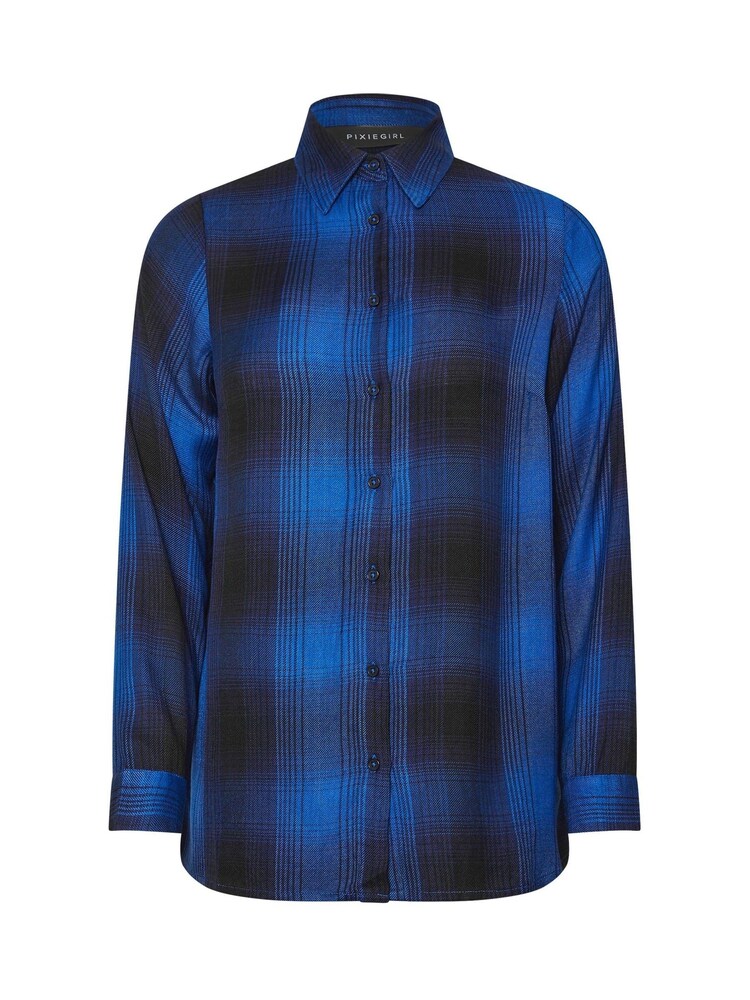 PixieGirl Petite Blue Boyfriend Check Shirt - Image 5 of 5 PixieGirl Petite Blue Boyfriend Check Shirt - Image 5 of 5