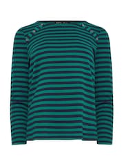 M&Co Blue Petite Long Sleeve Crew Neck 100% Cotton Top - Image 5 of 5