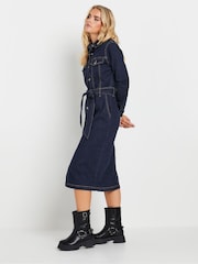 PixieGirl Petite Blue Button Through Belted Dress - Image 1 of 5