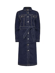 PixieGirl Petite Blue Button Through Belted Dress - Image 5 of 5