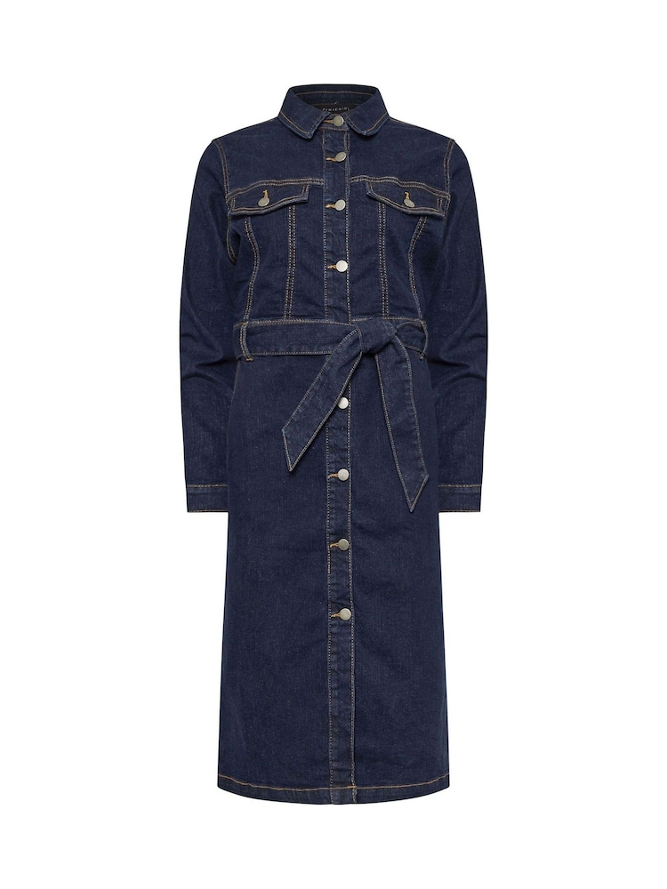PixieGirl Petite Blue Button Through Belted Dress - Image 5 of 5