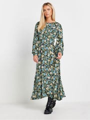 PixieGirl Petite Green Vintage Floral Midi Dress - Image 1 of 5