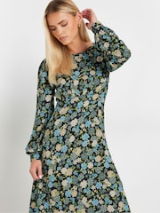 PixieGirl Petite Green Vintage Floral Midi Dress - Image 2 of 5