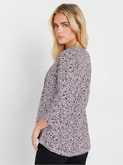 أرجواني - M&Co Petite 3/4 Sleeve 100% Cotton Top - صورة 2 من 5