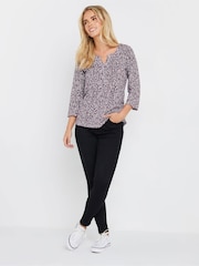 أرجواني - M&Co Petite 3/4 Sleeve 100% Cotton Top - صورة 3 من 5