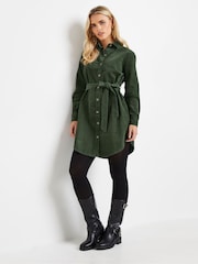 PixieGirl Petite Green Corduroy Shirt Dress - Image 1 of 5