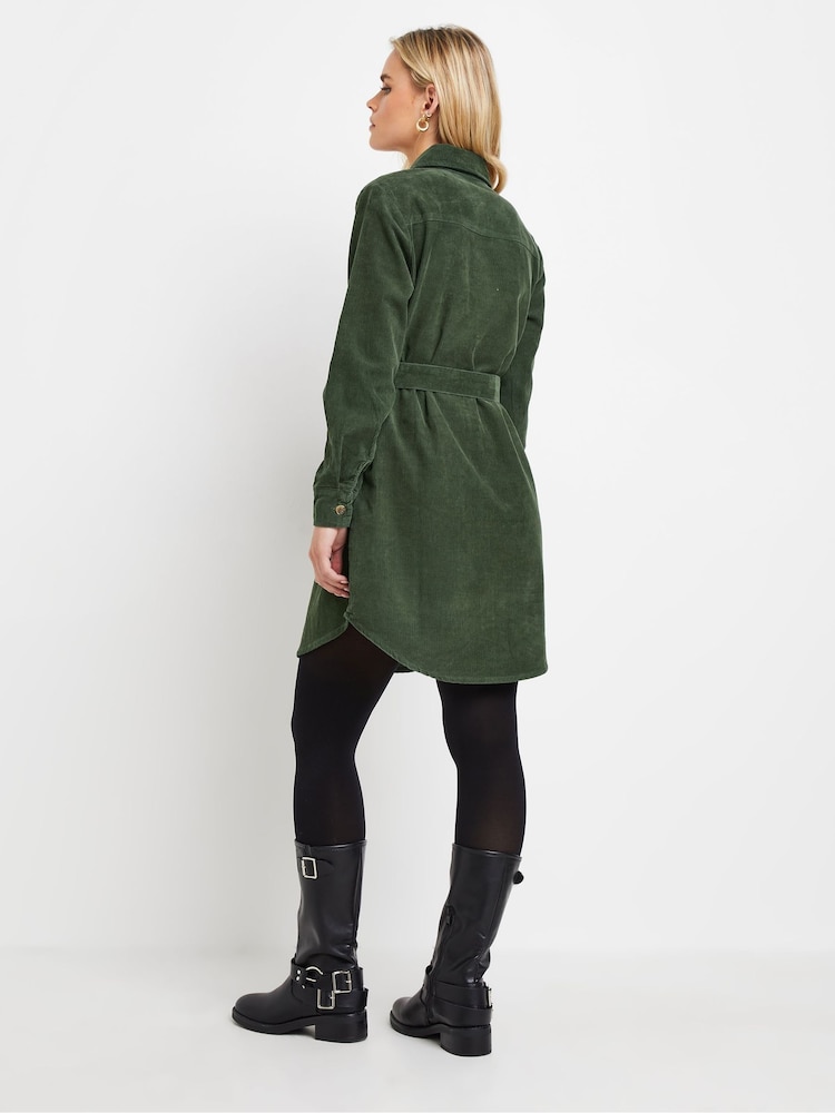 PixieGirl Petite Green Corduroy Shirt Dress - Image 3 of 5