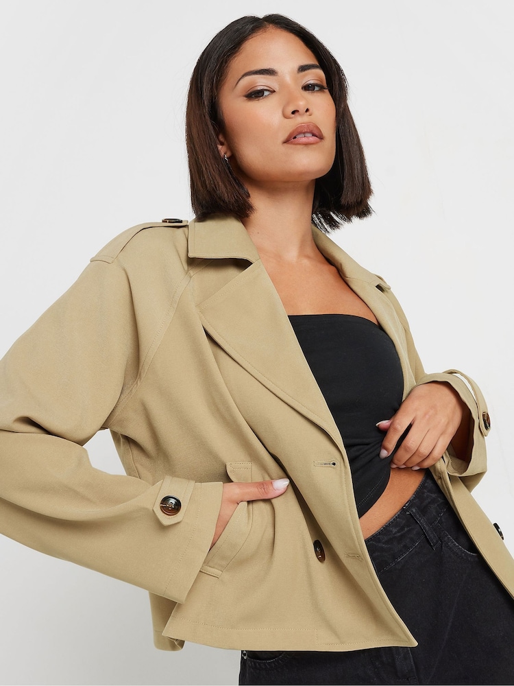 PixieGirl Petite Natural Cropped Trench Coat - Image 1 of 6