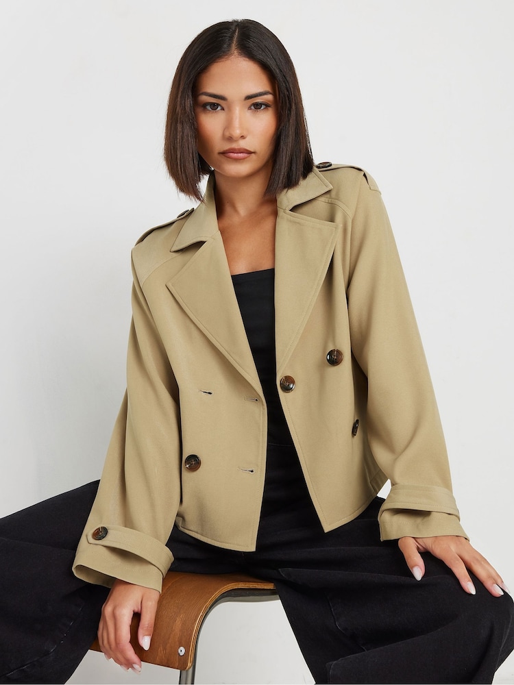 PixieGirl Petite Natural Cropped Trench Coat - Image 2 of 6