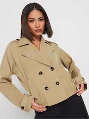 PixieGirl Petite Natural Cropped Trench Coat - Image 3 of 6