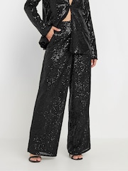PixieGirl Petite Black Sequin Wide Leg Trousers - Image 2 of 4