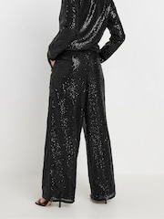 PixieGirl Petite Black Sequin Wide Leg Trousers - Image 3 of 4