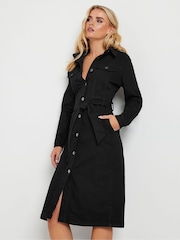 PixieGirl Petite Black Button Through Belted Dress - Image 1 of 5