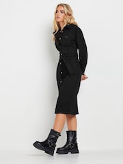 PixieGirl Petite Black Button Through Belted Dress - Image 2 of 5