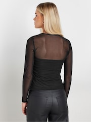 PixieGirl Petite Black Mesh Diamante Top - Image 4 of 5